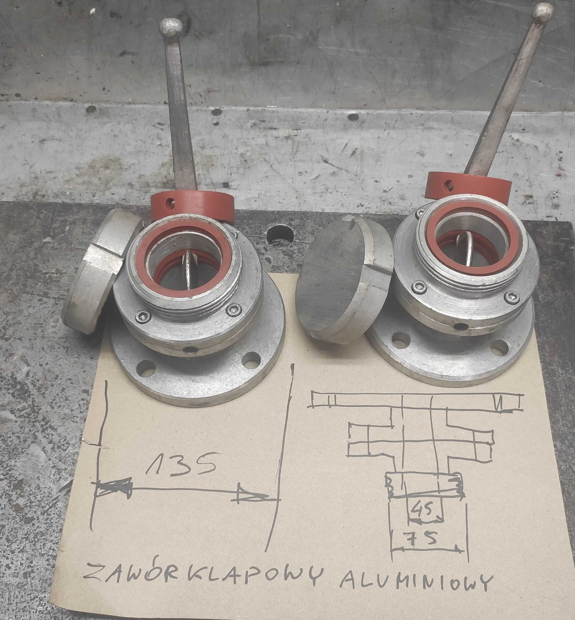 Zawór klapowy aluminiowy + dodatkowa uszczelka Zawory