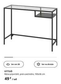 Mesa tampo de vidro IKEA + candeeiro de secretária IKEA de oferta