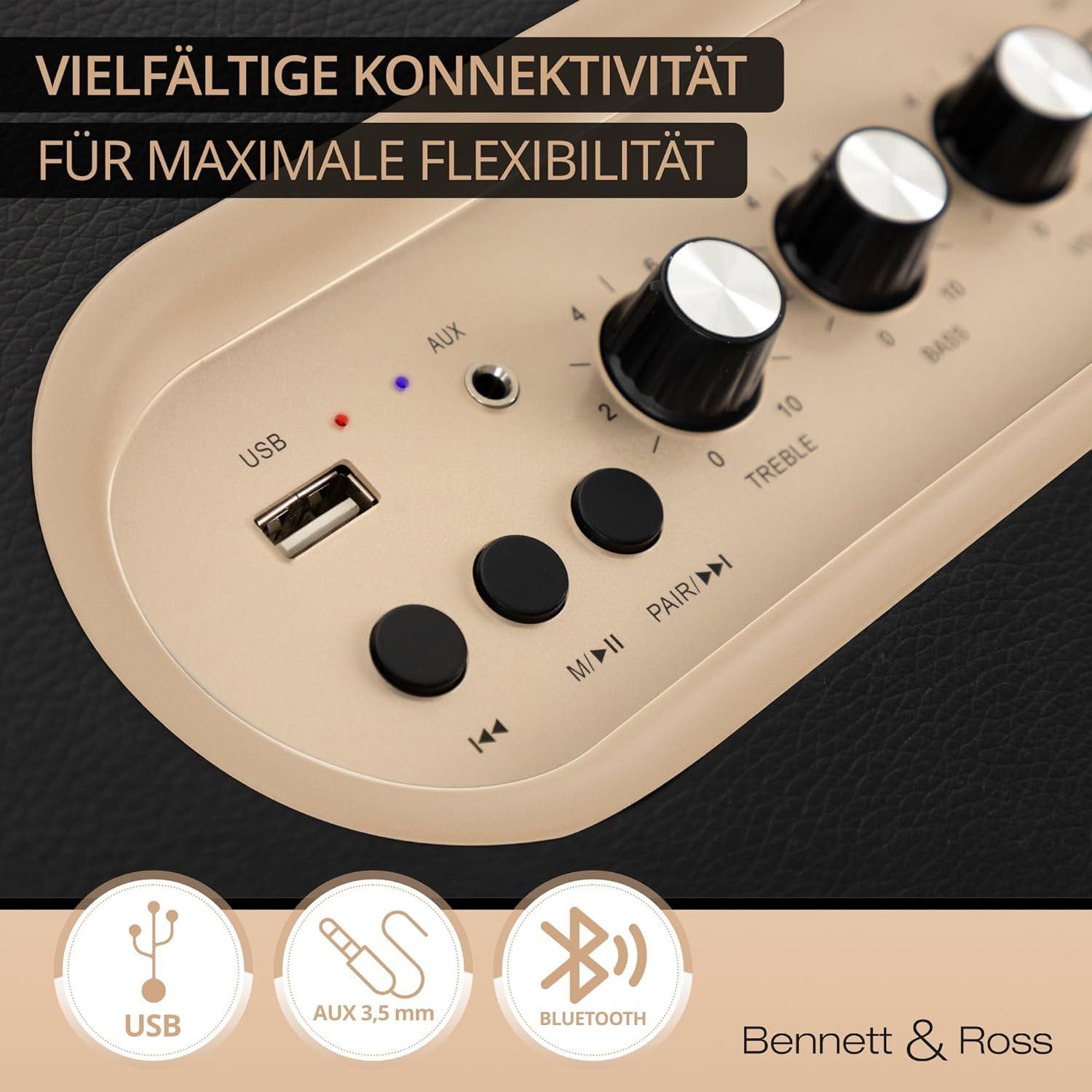 Bennett & Ross BB-860BK Blackmore Retro głośnik Bluetooth 2x30W
