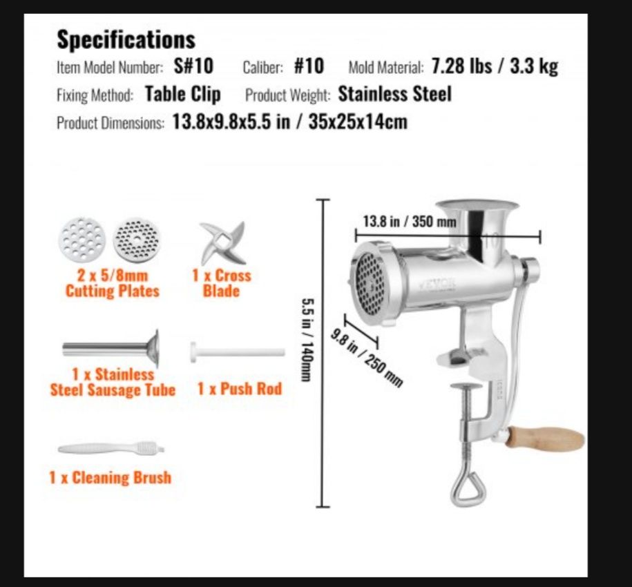 VEVOR maszynka do mielenia mięsa (model 10)