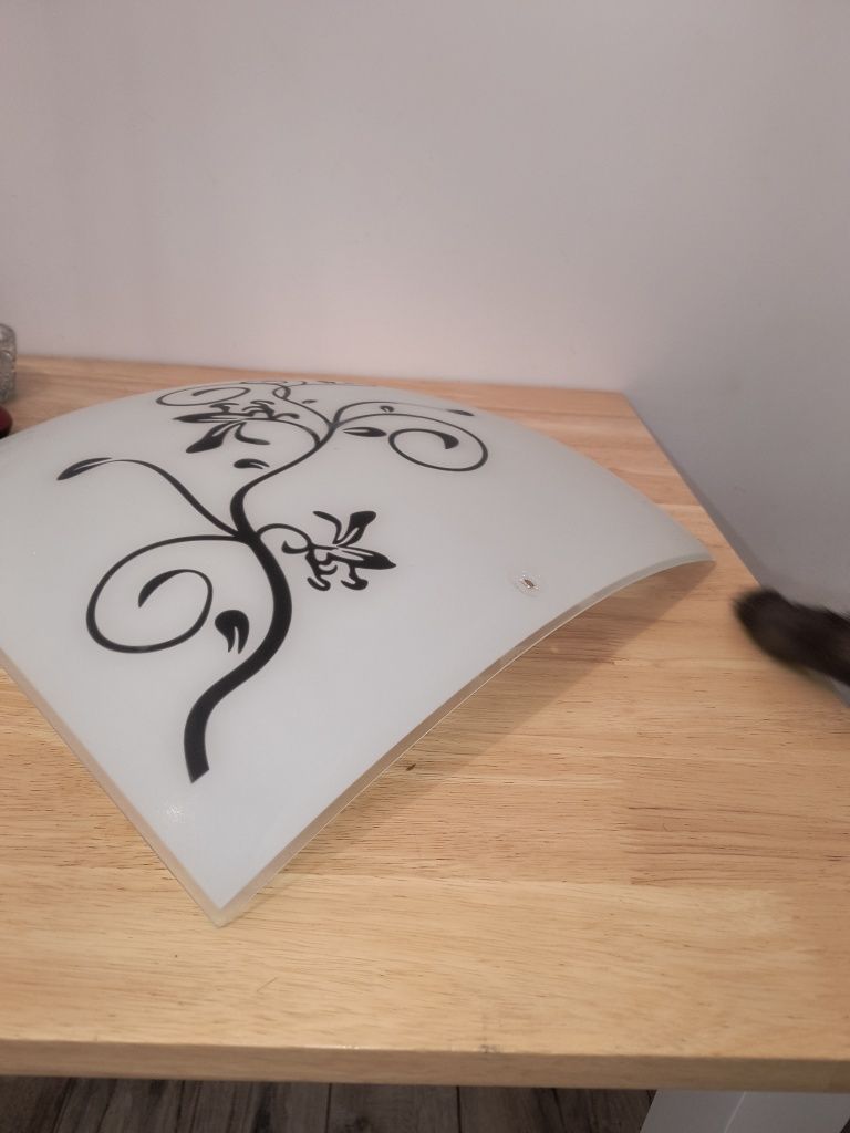 Lampa plafon szklany, wzór kwiaty, lampa ścienna