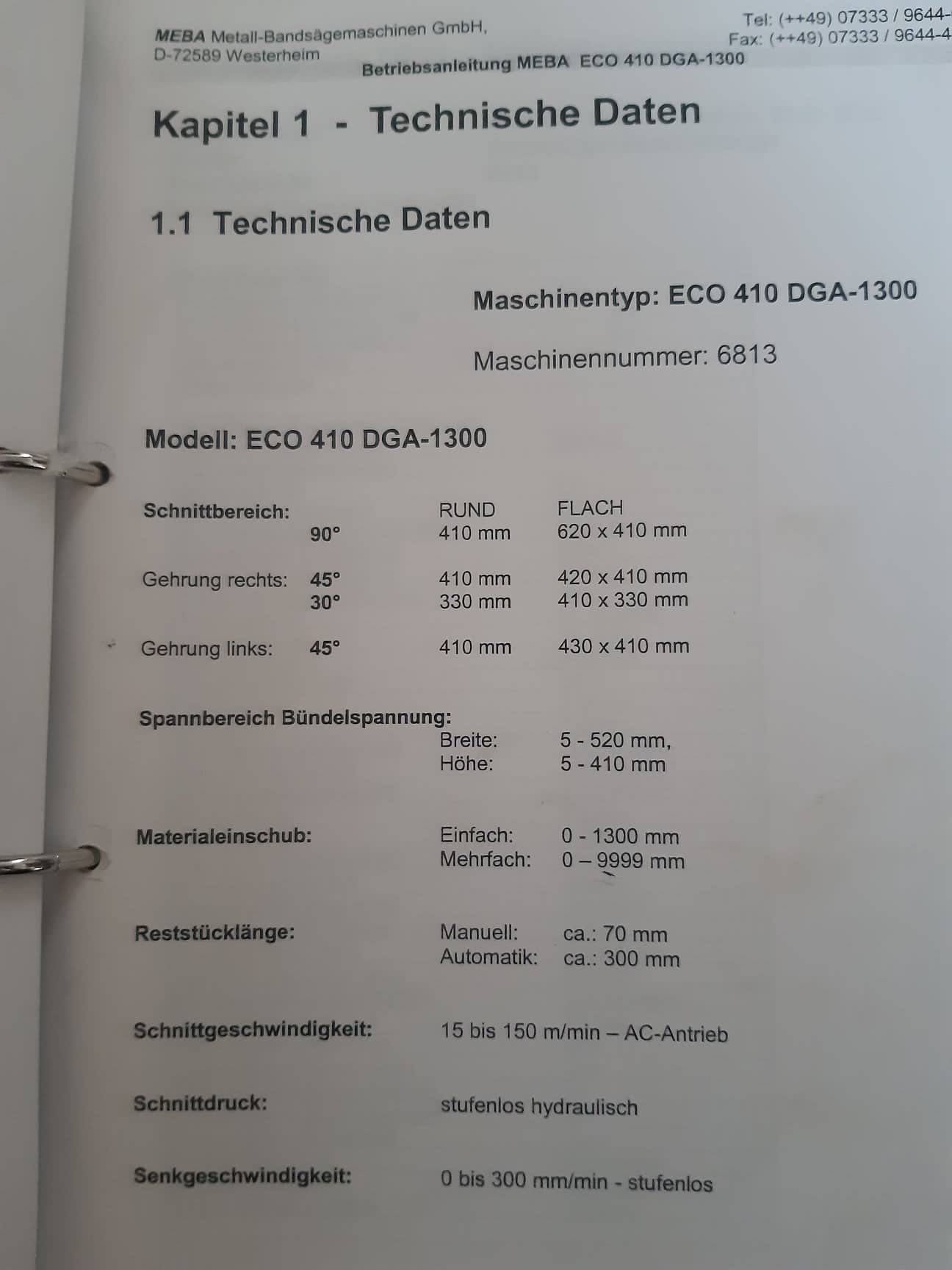 Piła Taśmowa MEBA DGA 410 CNC stan ideały