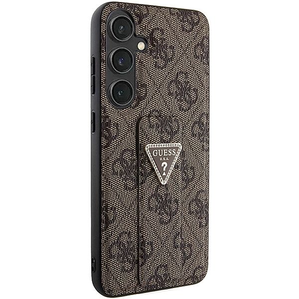 Etui Guess Grip Stand 4G Triangle Strass na Samsung Galaxy S24+ - brąz