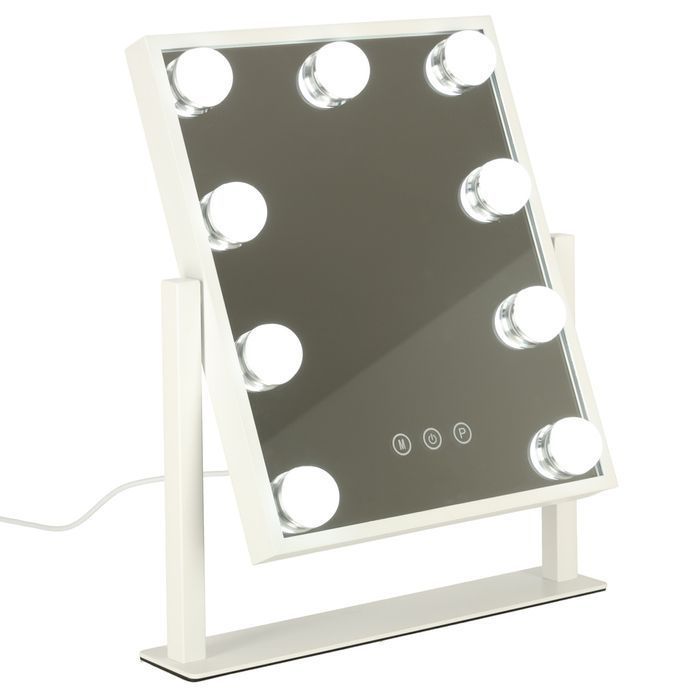Lusterko do Makijażu Kosmetyczne Podświetlane 9 LED USB 25x30 cm