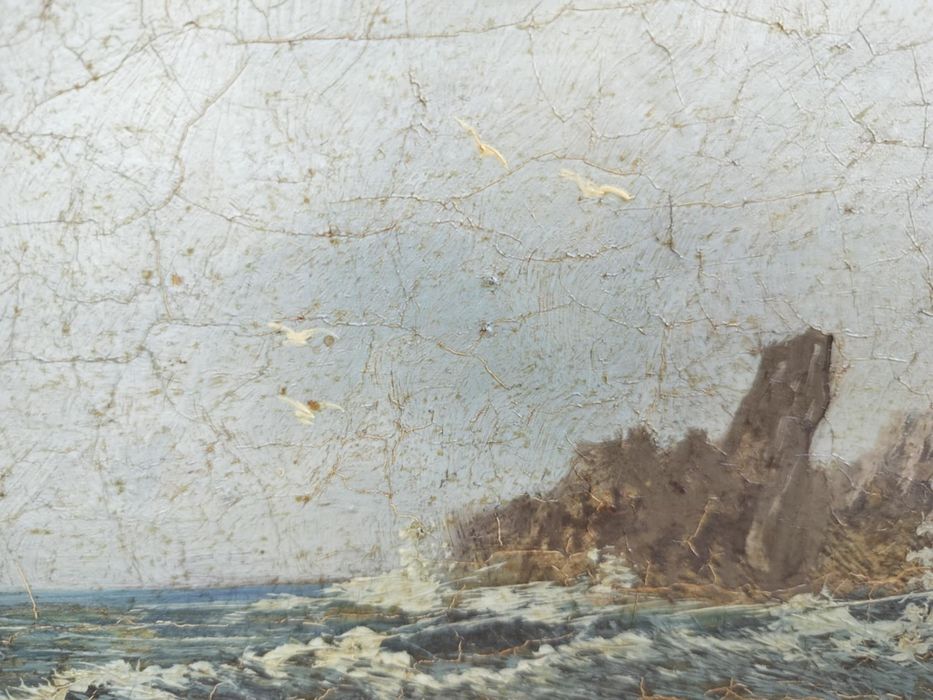 Bardzo stary obraz na płótnie sygnowany  .