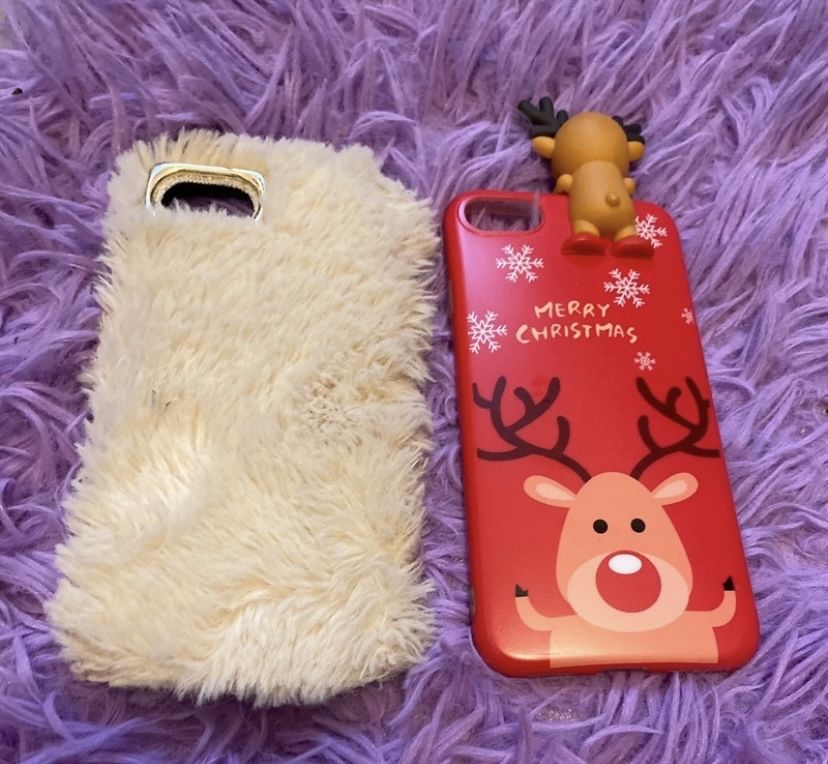 Case etui IPhone 7 zimowe renifer futerko 2 szt