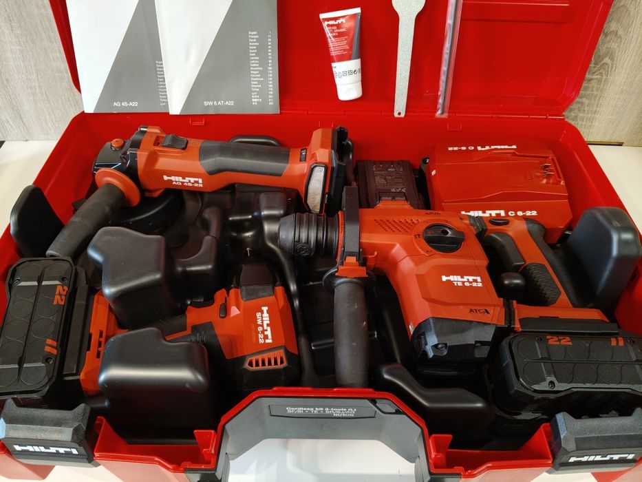 Zestaw HILTI aku NURON NOWY szlifierka TE 6-22  klucz zakretarka 3xaku
