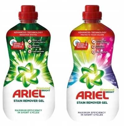 Zestaw ARIEL Diamond BRIGHT odplamiacz w żelu 950ml kolor + białe