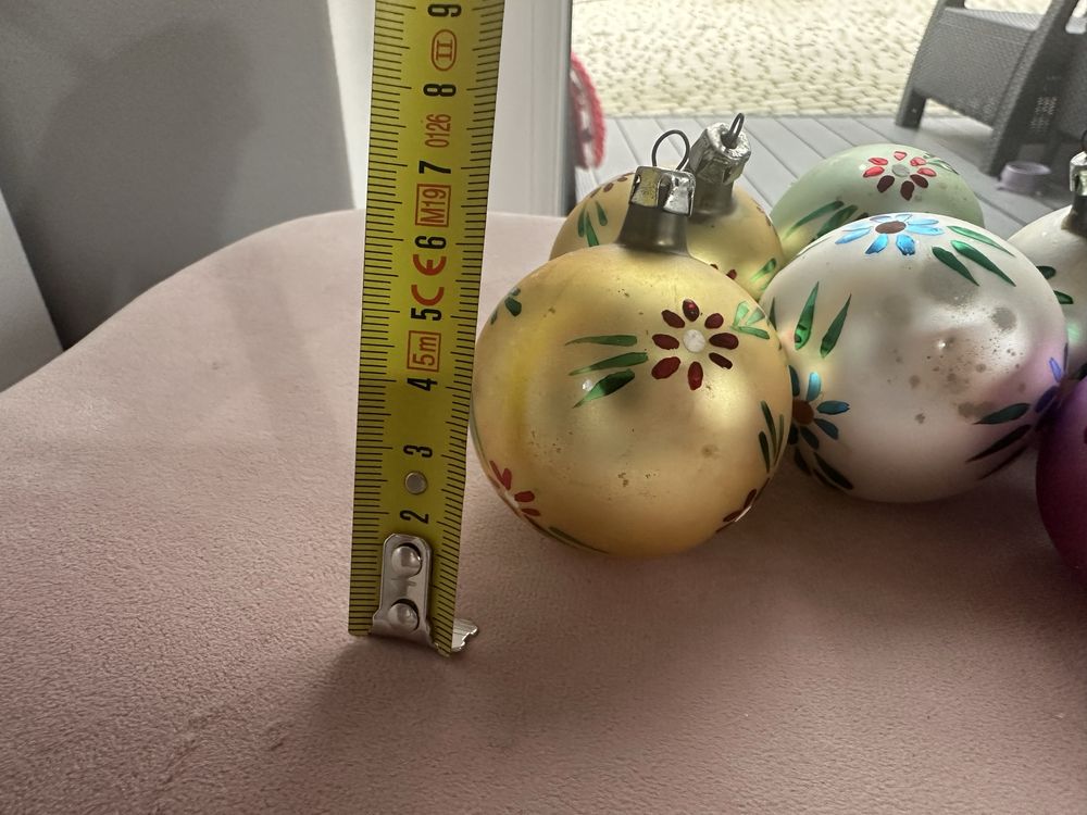 Stare szklane bombki bombka PRL kule wzory kolorowe 6 sztuk