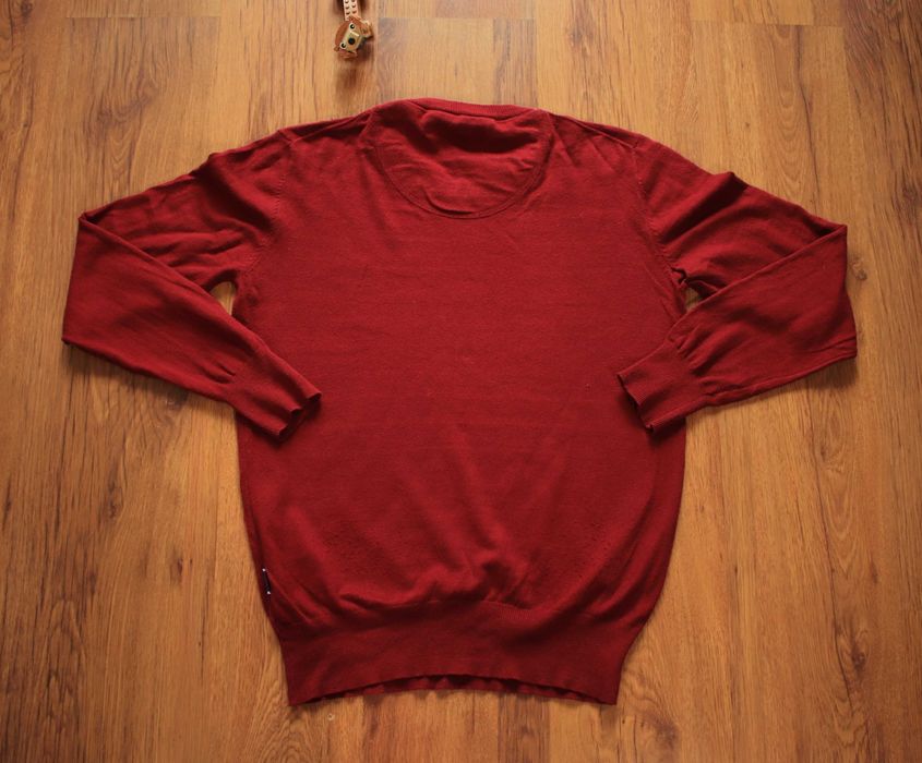 Sweter Sebago r. M czerwony męski okrągły dekolt bawełna kaszmir