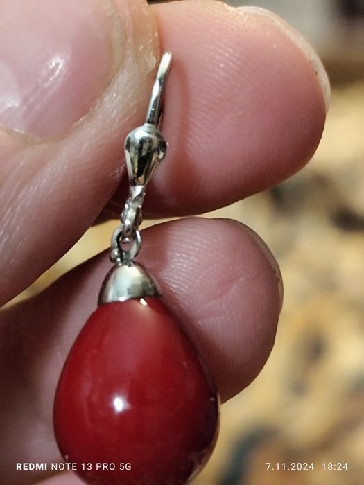 Złote kolczyki - białe złoto 585