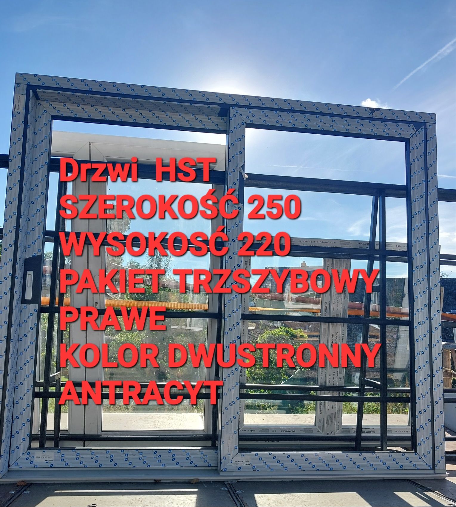 Drzwi tarasowe Złoty dąb ruchomy słupek 3 szybowe 150x200 3 uszczelki