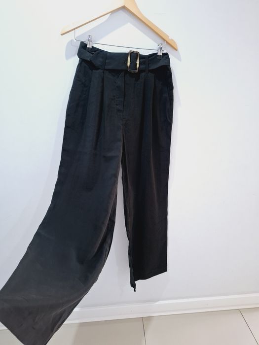 Nowe czarne szerokie spodnie dzwony reserved s 36 z paskiem