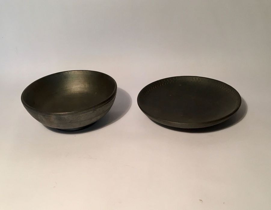 BISALHÃES - com carimbo - antigo - prato + malga - 14,2x6 cm/s
