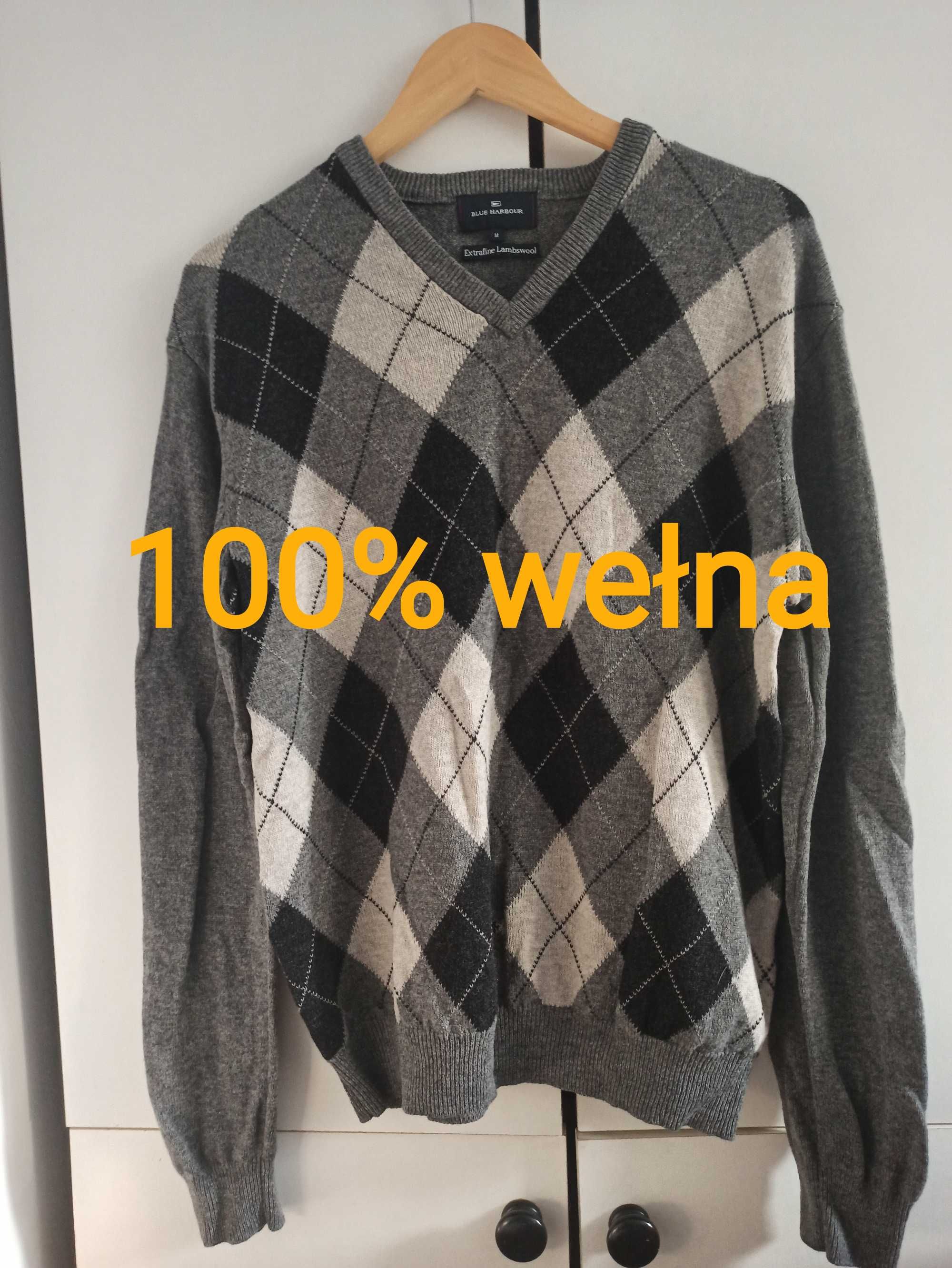 Wełniany sweter 100% wełna r. M