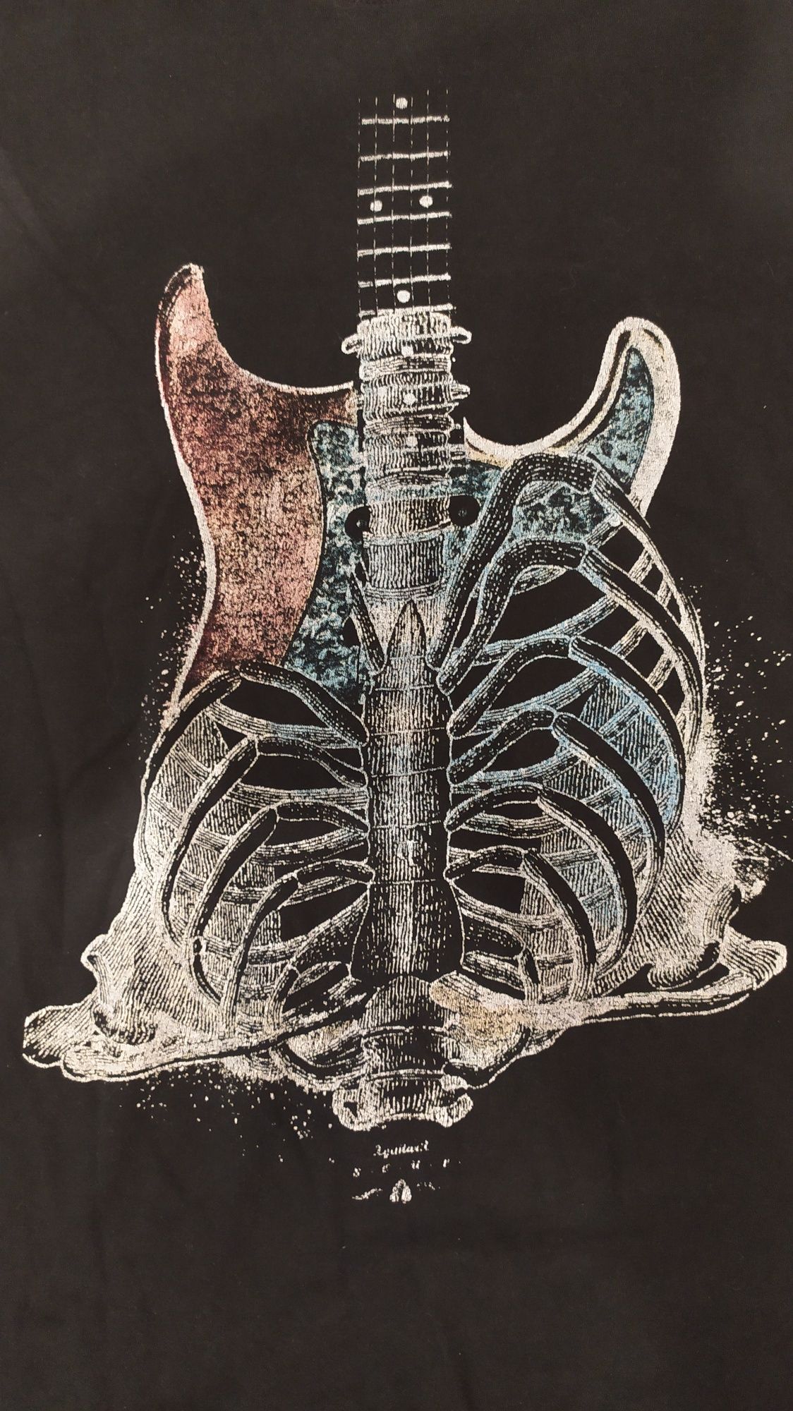 Koszulka, t-shirt, gitara, szkielet, żebra, metal, rozmiar L