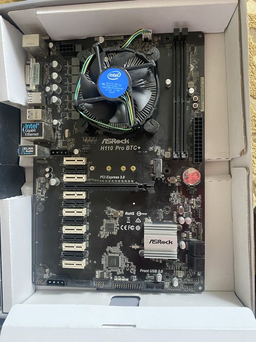 Asrock H110 Pro BTC+ з ЦП  на 13 відеокарт