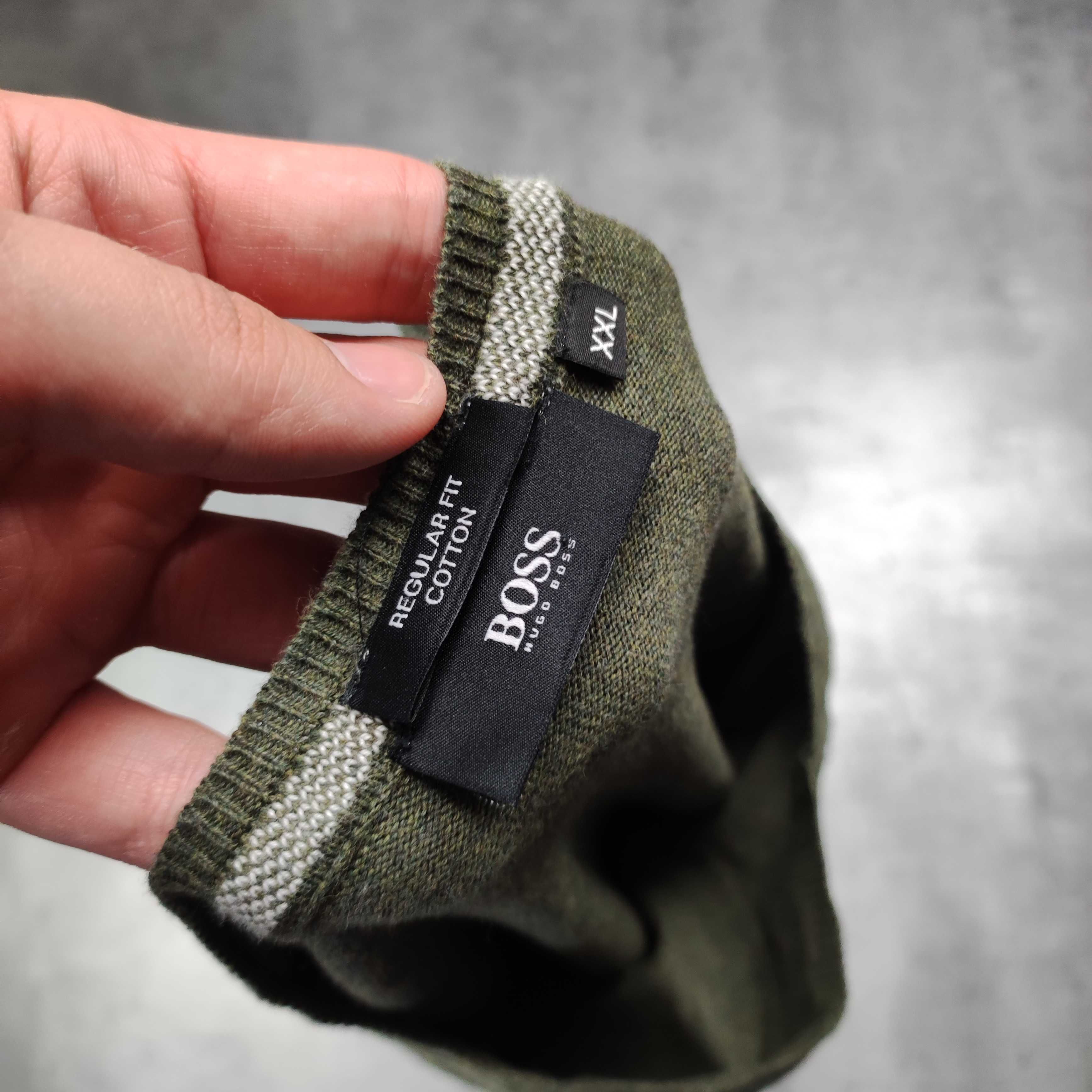 MĘSKI Elegancki PREMIUM Sweterek Sweter Kołnierzyk V Bawełna Hugo Boss