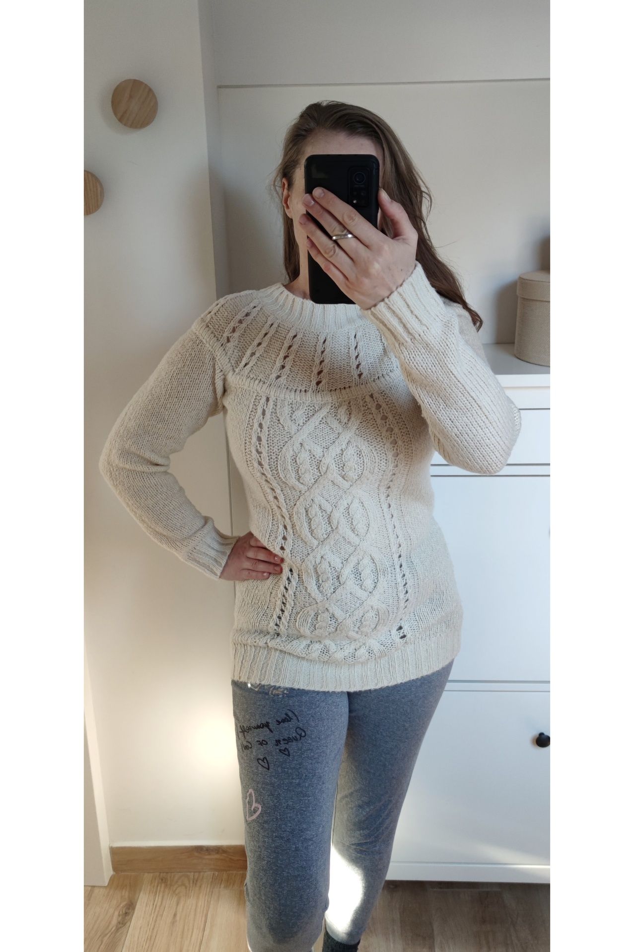 Sweter sweterek S/M/L Vila śmietankowy kremowy
