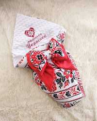Конверт ковдра для новонароджених дівчаток, вишивка Маленька Українка
