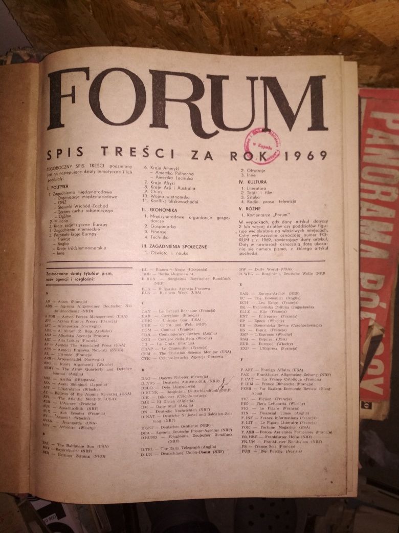 Forum przegląd prasy światowej rocznik 1969. Prasa Prl