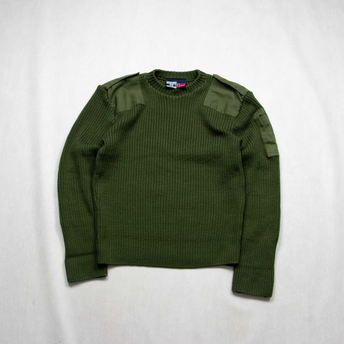 Eskimo sweter wełniany w stylu militarnym z łatami XL khaki