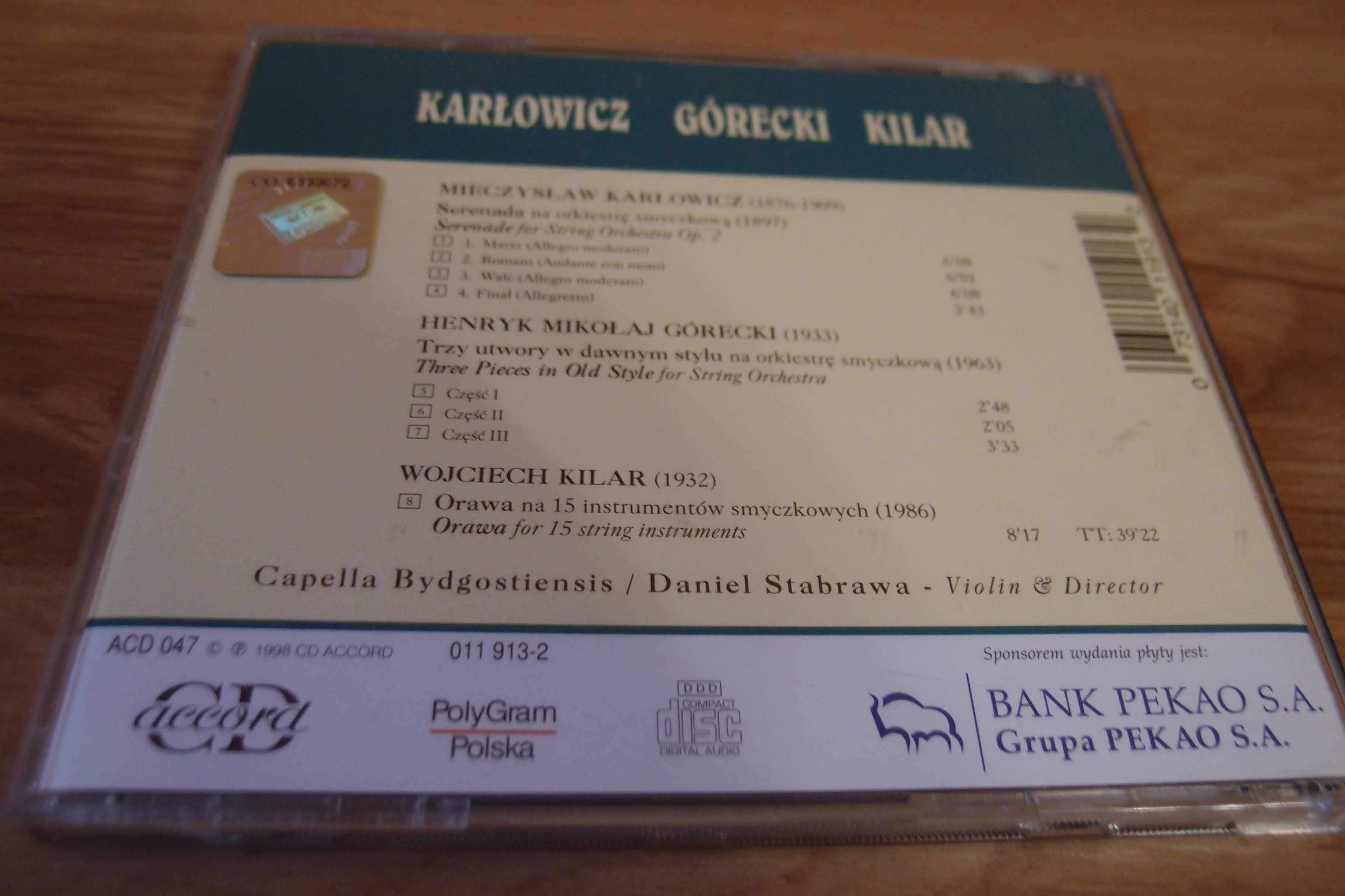 Karłowicz Górecki Kilar - płyta CD