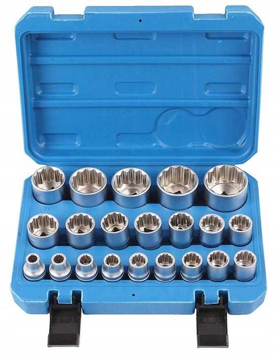 Nasadki SPLINE Klucze Nasadowe 21szt 8-36mm 12-kątne