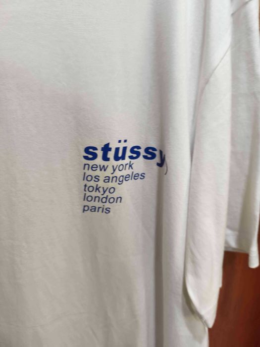 Stussy Męska Biała Koszulka z Nadrukiem Rozmiar XL