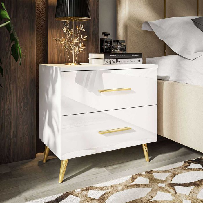 Stolik nocny Aura ! Nowoczesny design ! Nowość ! Biały \ Czarny