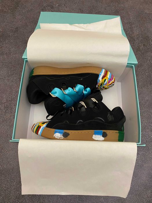 Lanvin Curb Sneakers Black Blue Paint Premium