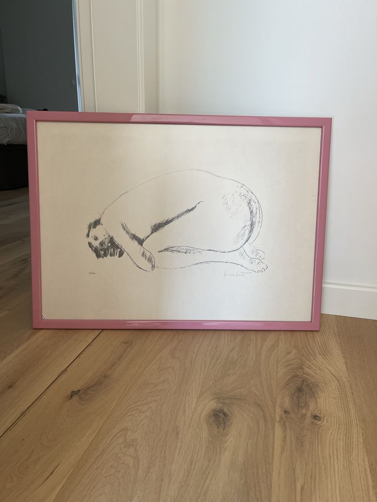 Quadro com moldura cor de rosa