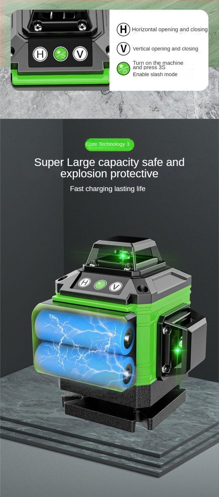 Poziomica laserowa 12 linii laser krzyżowy 360 3D