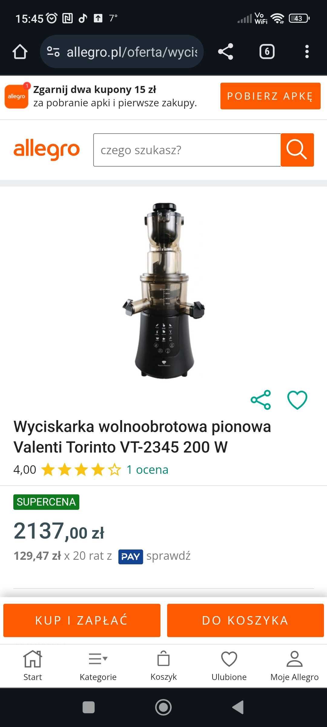 Sokowirówka Valenti torinto super cena