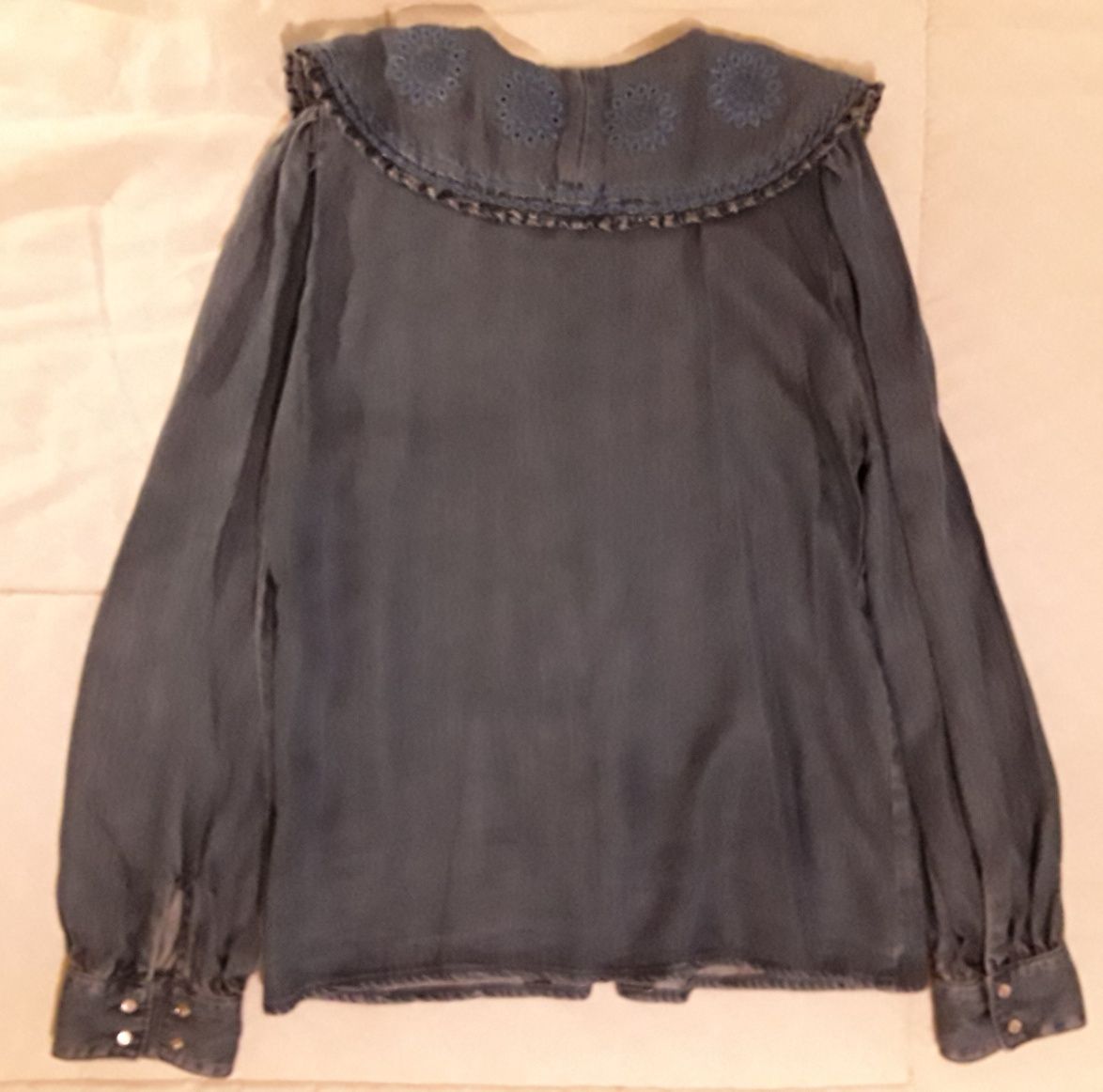 Blusa/Camisa de ganga, para senhora, com bordados, da Promod