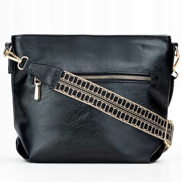 Torebka Damska MONNARI Czarna Skóra Ekologiczna Boho Regulowany Pasek