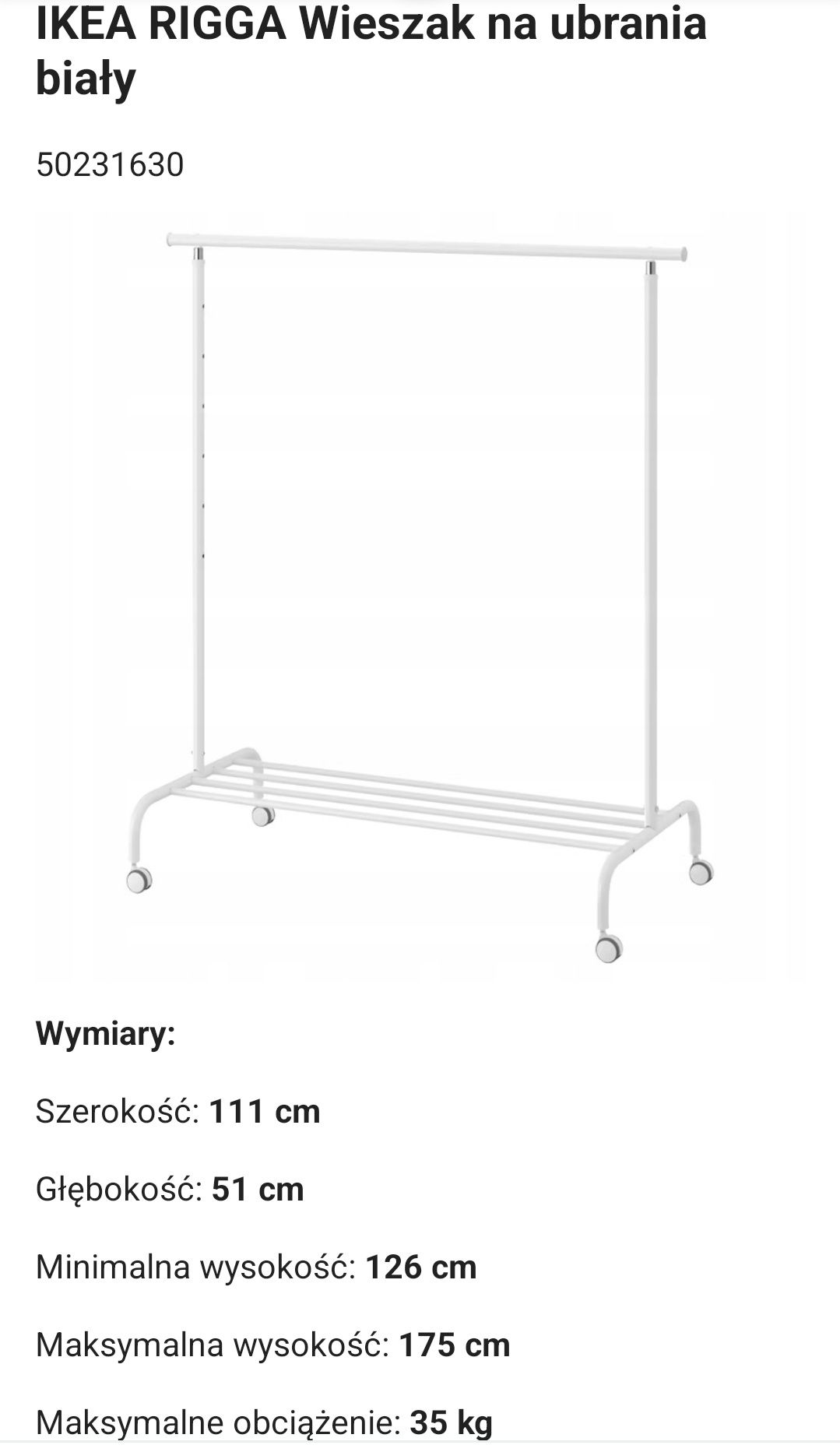 Wieszak Rigga Ikea