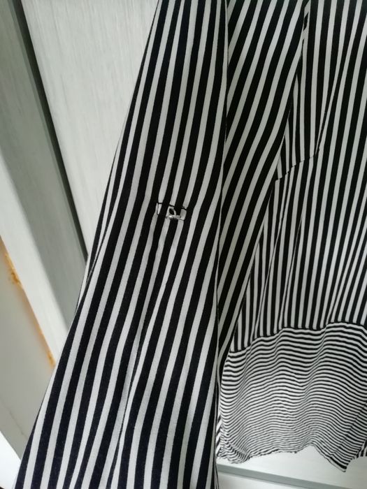 Koszula tunika długa w paski wiskoza bez kołnierza