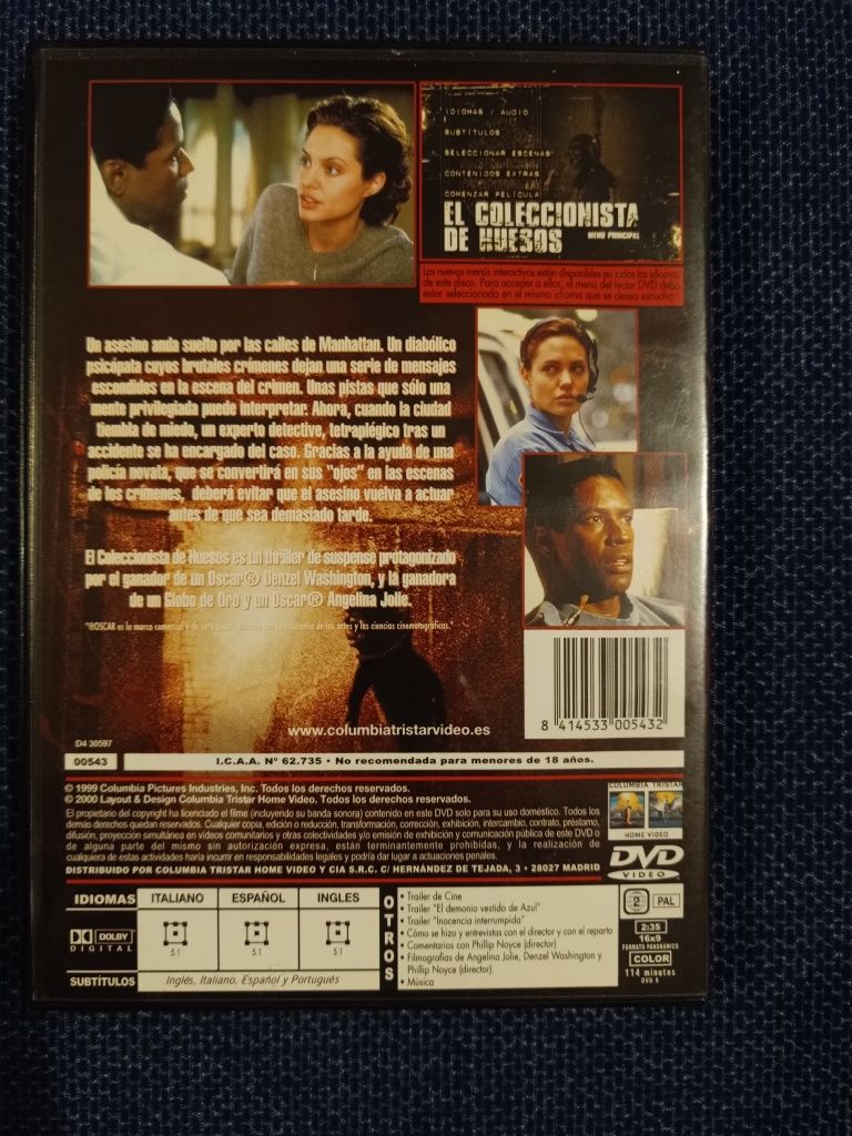 DVD do filme "O Coleccionador de Ossos" (portes grátis)