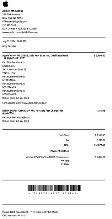 Apple Vision Pro 256 GB USA stan BDB