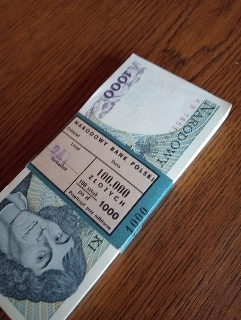 Paczka Banknotów 1000zł 1982r.