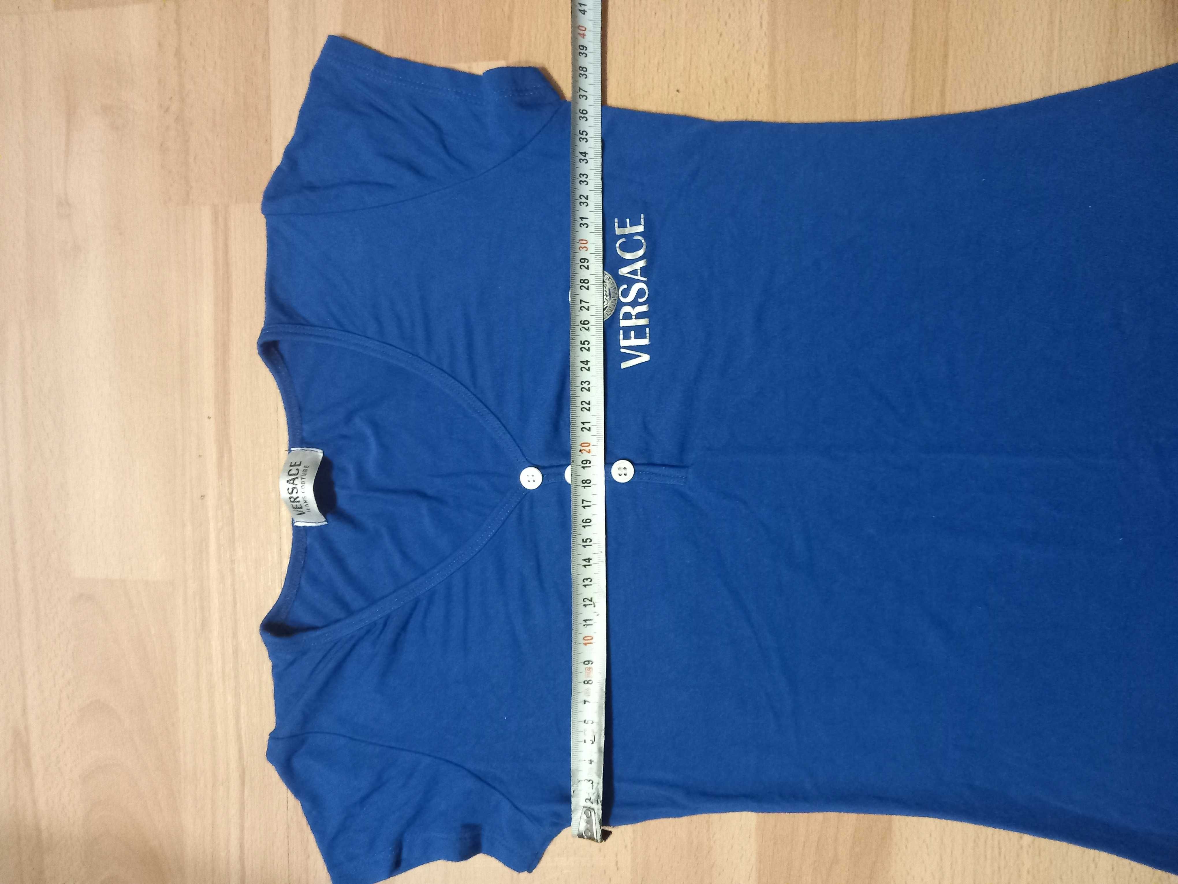 Granatowa bluzka koszulka t-shirt, krótki rękaw, Versace Jeans Couture