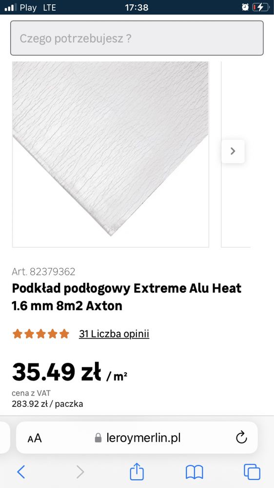 Extreme Alu Heat podkład podłogowy AXTON 5m