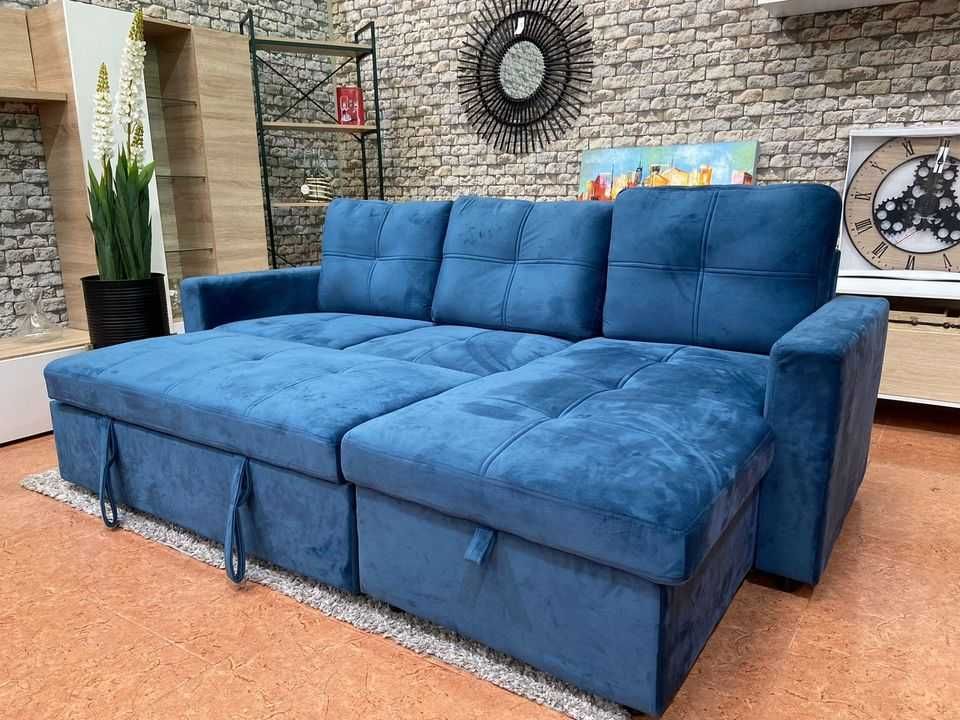 LIQUIDAÇAO TOTAL SOFÁ-CAMA AZUL COM ARRUMAÇAO ENVIO  GRÁTIS