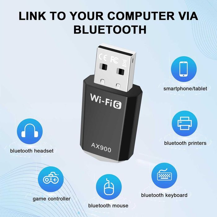 Pendrive WiFi do PC AX900 Mbs Dual Band Internet Stick 5,8 GHz/2,4 GHz