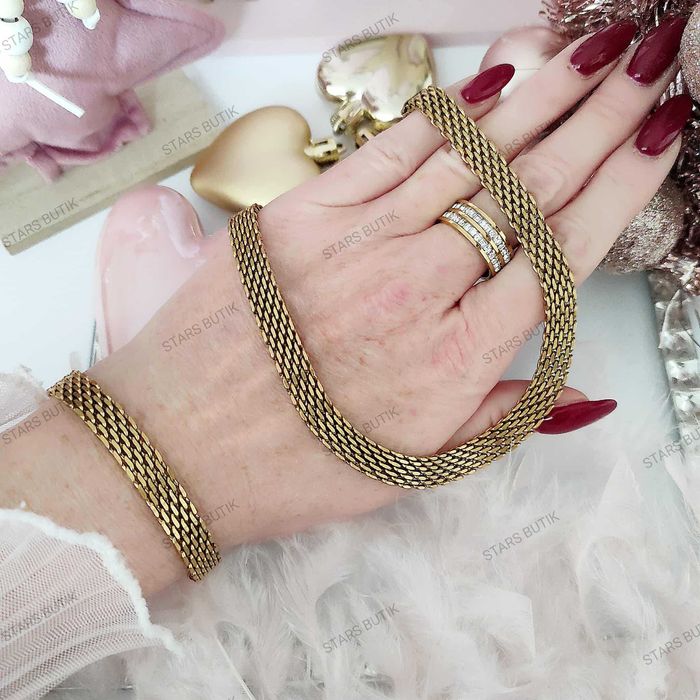 Szeroki łańcuszek choker pleciony stal chirurgiczna 316L unikat