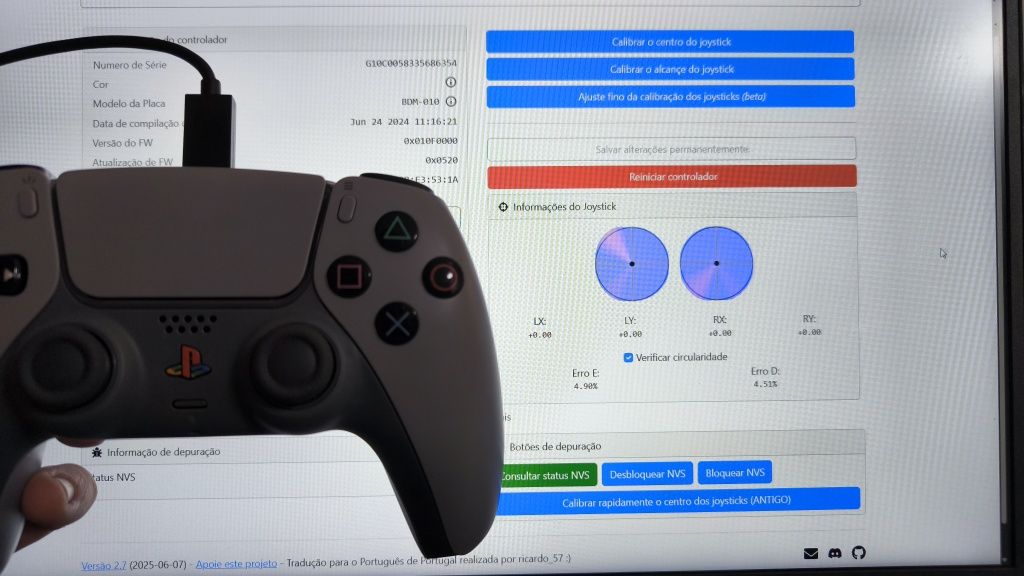 Dualsense 30 anos com joysticks TMR K-Silver V2