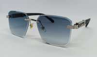 Cartier модные узкие очки унисекс сине серые в серебристом металле