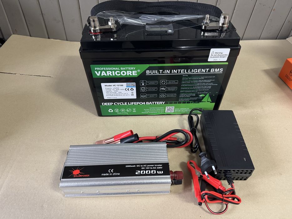 Akumulator Bateria LIFEPO4 100ah, Ładowarka i przetwornica