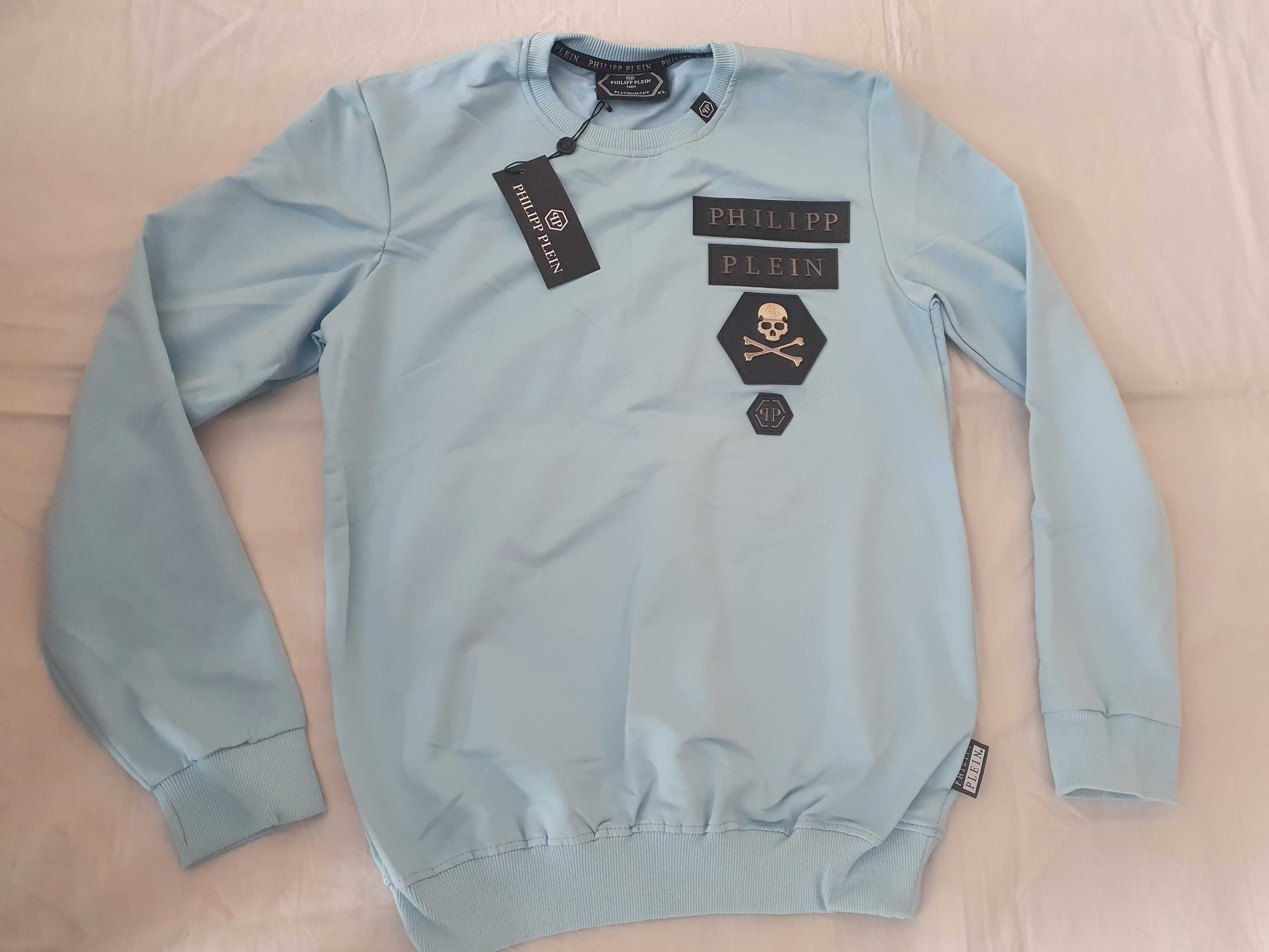 NOWA męska bluza Philipp Plein bluzka klasyk PP xl błękit baby blue